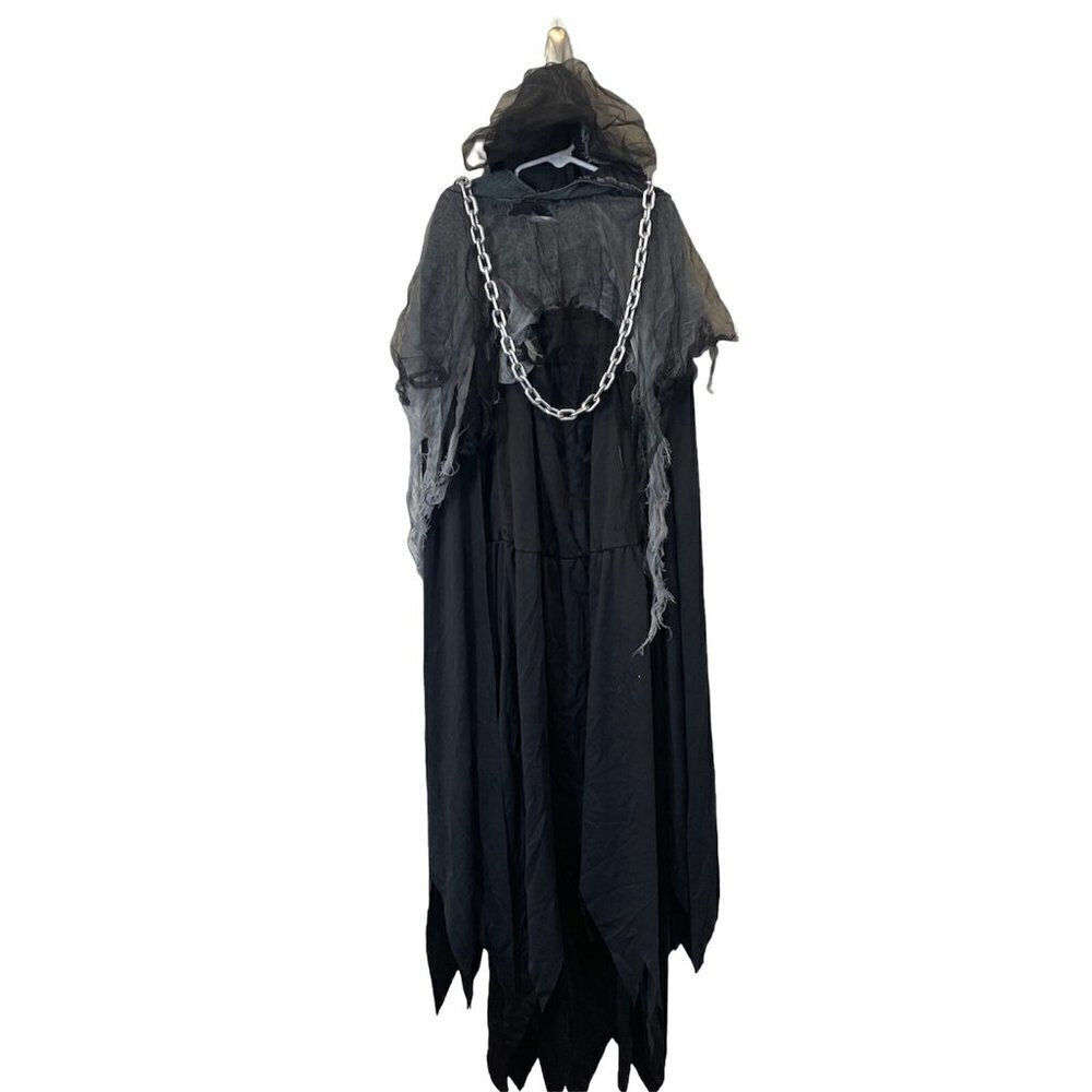 Girls Size Medium 12-14 Miss Reaper Tween Halloween Costume Dress Cape Chain